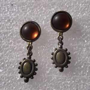 Bronze and Brown Glass Dangle Earrings